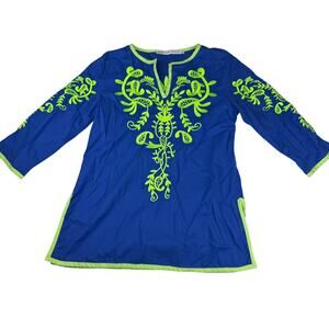 Gretchen Scott Blue Embroidered Tunic Size S